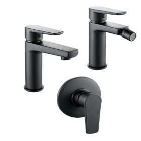 Tris Rubinetti Miscelatori Bidet Lavabo Doccia incasso Linea Africa Nero Opaco