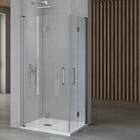 Porta Nicchia Doccia Pieghevole Modello Edera Cristallo Temperato 6 Millimetri