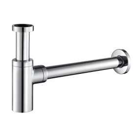 Sifone Tubo di Scarico in Ottone Cromato Tondo per Lavabo Lavandino Bagno da 1.1/4