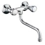 Rubinetto a Muro Down Canna a Esse in Ottone Cucina con Erogazione Orientabile