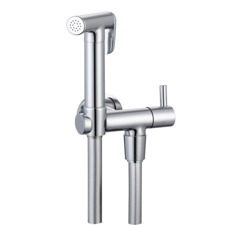 Kit Idroscopino Cromato Tondo Doccetta Per Wc Portatile Shut-Off Monogetto Con Leva