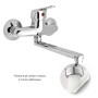 Miscelatore A Muro in Ottone Lavello Cucina con 2 Canne Erogazione Orientabile
