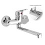 Miscelatore A Muro in Ottone Lavello Cucina con 2 Canne Erogazione Orientabile