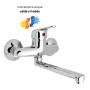 Miscelatore A Muro in Ottone Lavello Cucina con 2 Canne Erogazione Orientabile
