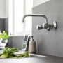 Rubinetto A Muro UP Canna Alta in Ottone Cucina con Erogazione Orientabile