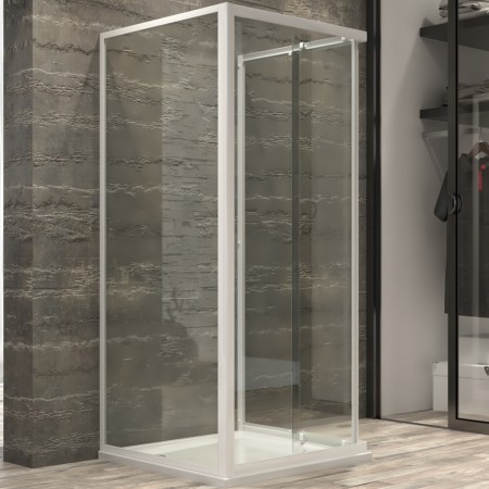 Ogomondo Box Cabina Doccia Corner 3 Lati Trasparente 80x80x80 + Piatto Doccia Acrilico