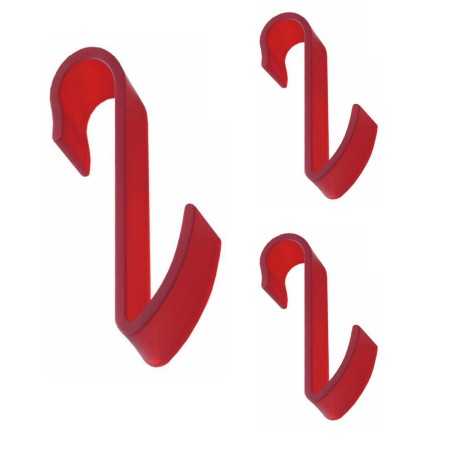 Pika Shop 3 PZ Appendino per Termoarredo Tubo orizzontale Modello Hook Rosso