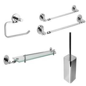 Set 5 Pezzi Accessori da Bagno Narciso 009 Ottone Cromato
