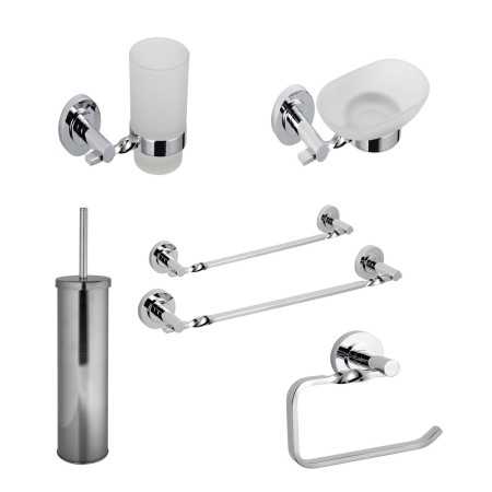 Set 6 Pezzi Accessori da Bagno Narciso 007 Ottone Cromato