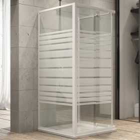 Ogomondo Box Cabina Doccia Corner 3 Lati Serigrafato 70x90x70 Destro + Piatto Doccia Acrilico