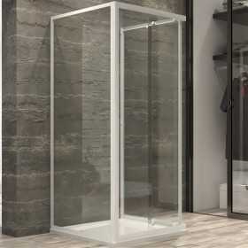 Ogomondo Box Cabina Doccia Corner 3 Lati Cristallo Temprato Trasparente 70x90x70 + Piatto Doccia Acrilico