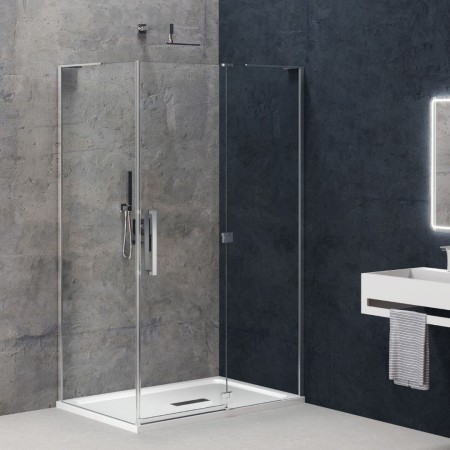 Cabina Angolare Anta Battente Sinistra Genziana Cristallo Trasparente 8 mm