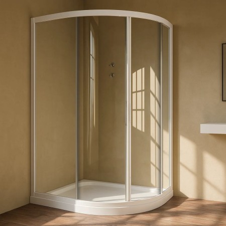 Ogomondo Box Doccia Semicircolare Bianco Due Ante Cristallo Temprato 