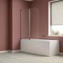 Parete Sopra Vasca Due Ante Orientabili Vetro Temperato 4mm 140x120cm Cromo Lucido
