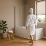 Parete Sopra Vasca Due Ante Orientabili Vetro Temperato 4mm 140x120cm Cromo Lucido