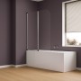 Parete Sopra Vasca Due Ante Orientabili Vetro Temperato 4mm 140x120cm Cromo Lucido