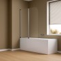 Parete Sopra Vasca Due Ante Orientabili Vetro Temperato 4mm 140x120cm Cromo Lucido