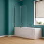 Parete Sopra Vasca Due Ante Orientabili Vetro Temperato 4mm 140x120cm Cromo Lucido