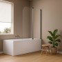 Parete Sopra Vasca Due Ante Orientabili Vetro Temperato 4mm 140x120cm Cromo Lucido