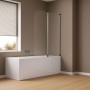Parete Sopra Vasca Due Ante Orientabili Vetro Temperato 4mm 140x120cm Cromo Lucido