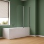Parete Sopra Vasca Due Ante Orientabili Vetro Temperato 4mm 140x120cm Cromo Lucido