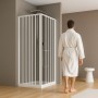 Box Doccia Angolo Soffietto Bianco Carmen AC Altezza cm 185 PVC e Maniglia
