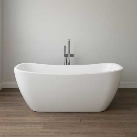 Vasca Da Bagno Freestanding Rettangolare Acrilico Bianco Lucido 180 x 83 x 72cm