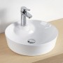 Lavabo Da Appoggio Ceramica Bianco Tondo Lavandino Arredo Bagno 43x43x12 Cm