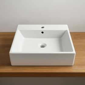 Lavabo Ceramica Appoggio Bianco Lucido Bagno 