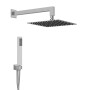 Kit Doccia con soffione quadro cm 25x25 con braccio doccino e flessibile da cm 150 Kit Doccia con soffione quadro cm 25x25 con braccio doccino e flessibile da cm 150
