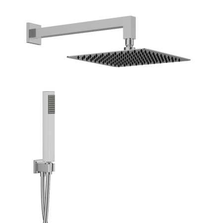 Kit Doccia con soffione quadro cm 25x25 con braccio doccino e flessibile da cm 150