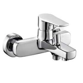 Miscelatore Rubinetto Esterno Vasca Asia in Ottone Cromato con Set Doccia