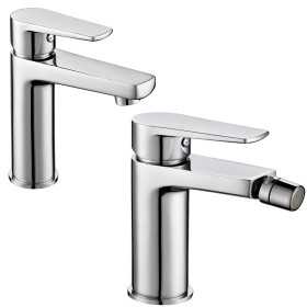 Coppia di Miscelatore Rubinetto Bidet e Miscelatore Lavabo Linea Asia Cromata