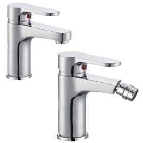 Miscelatore Rubinetto Bidet Cromato + Miscelatore Rubinetto Lavabo Cromato 