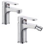 Miscelatore Rubinetto Bidet Cromato + Miscelatore Rubinetto Lavabo Cromato 