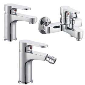 Miscelatore Rubinetto Bidet Cromato + Miscelatore Rubinetto Lavabo Cromato + Miscelatore Esterno Vasca Con Deviatore 