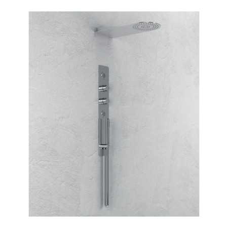 Wall Kit A Parete Da Incasso A Muro Acciaio Inox + Soffione Doccia a Parete Acciaio Inox Punta Tonda