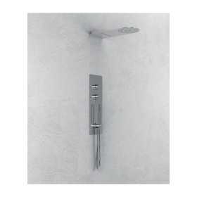 Wall Kit A Parete Da Incasso A Muro Acciaio Inox + Soffione Doccia a Parete Acciaio Inox Punta Tonda Con Cascata