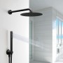 Kit doccia con soffione tondo nero doccetta e presa acqua con flessibile in pvc per il bagno