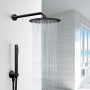 Kit doccia con soffione tondo nero doccetta e presa acqua con flessibile in pvc per il bagno