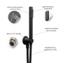 Kit doccia con soffione tondo nero doccetta e presa acqua con flessibile in pvc per il bagno