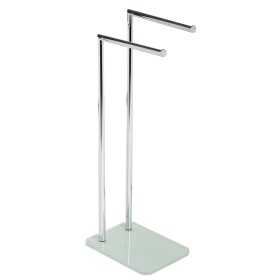 Ogomondo Piantana Porta Salviette a Due Bracci Leccio in Acciaio Cromato e Cristallo