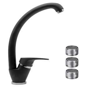 Miscelatore Ottone Nero Lavello Cucina Oslo Orientabile con 3 Aeratori ricambio