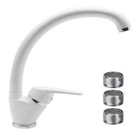 Miscelatore Ottone Bianco Lavello Cucina Oslo Orientabile con 3 Aeratori ricambio