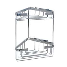 Ogomondo Angolare Doccia Double 2 Ripiani in Ottone Cromato Misure 25x15 cm 