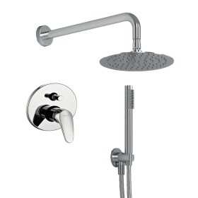 OGOMONDO Kit Doccia Tondo 2 Completo di Soffione Doccetta e Miscelatore con Deviatore Delfino