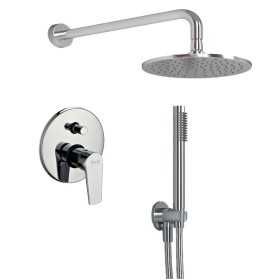 OGOMONDO Kit Doccia Tondo 3 Completo di Soffione Doccetta e Miscelatore con Deviatore Red