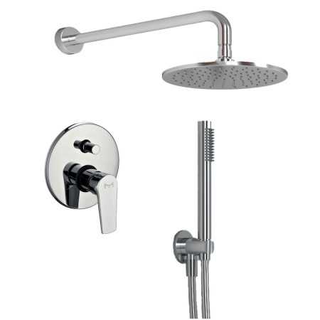 OGOMONDO Kit Doccia Tondo 3 Completo di Soffione Doccetta e Miscelatore con Deviatore Red