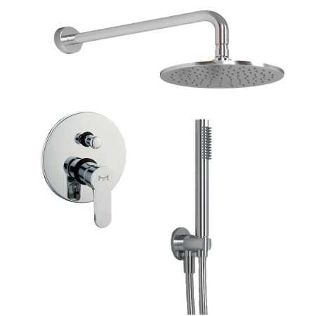 OGOMONDO Kit Doccia Tondo 3 Completo di Soffione Doccetta e Miscelatore con Deviatore Hope