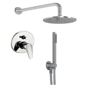 OGOMONDO Kit Doccia Tondo 3 Completo di Soffione Doccetta e Miscelatore con Deviatore Delfino